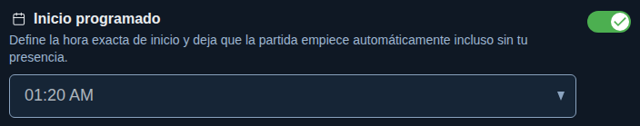 Ajuste: inicio fijo de la partida