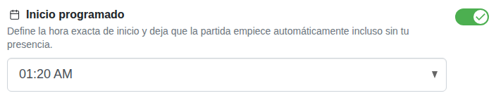 Ajuste: inicio fijo de la partida