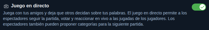 Ajuste: partida en directo