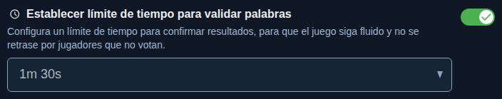 Ajuste: tiempo para confirmar las palabras