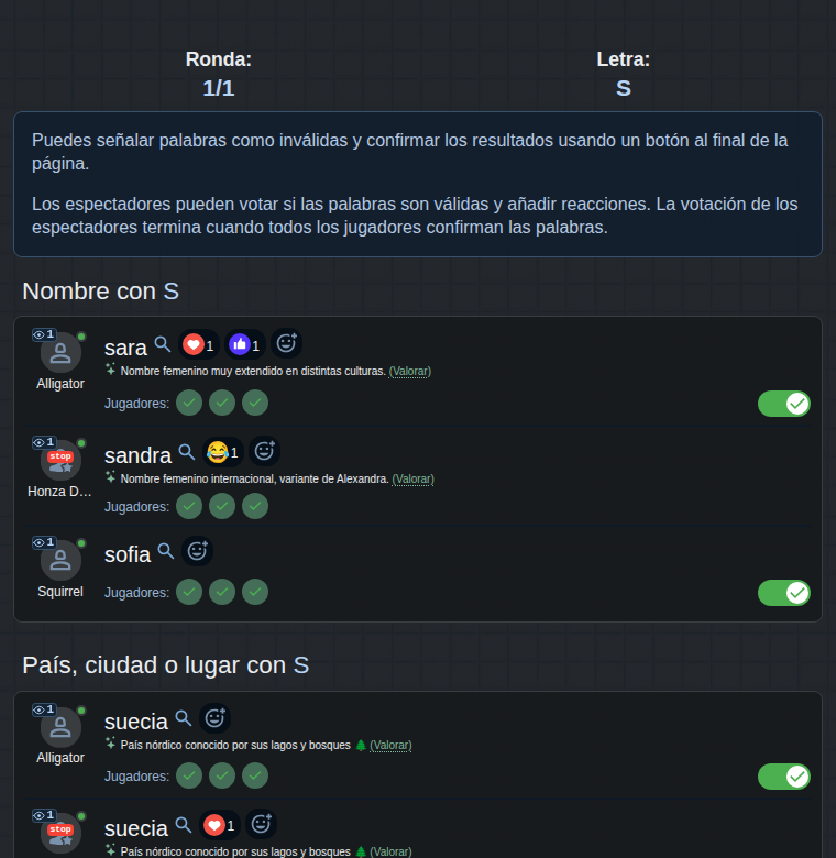 Evaluación de palabras