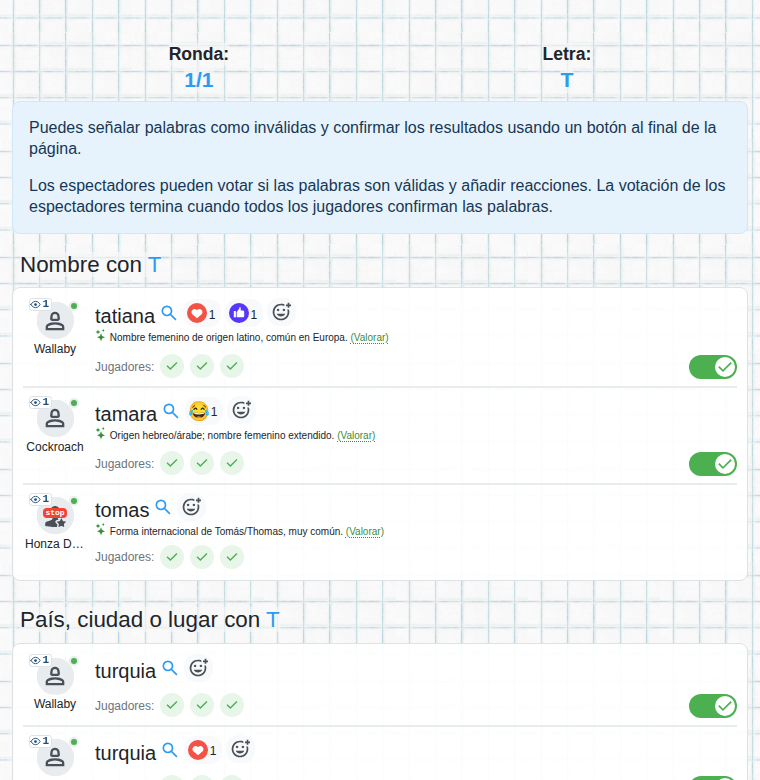 Evaluación de palabras