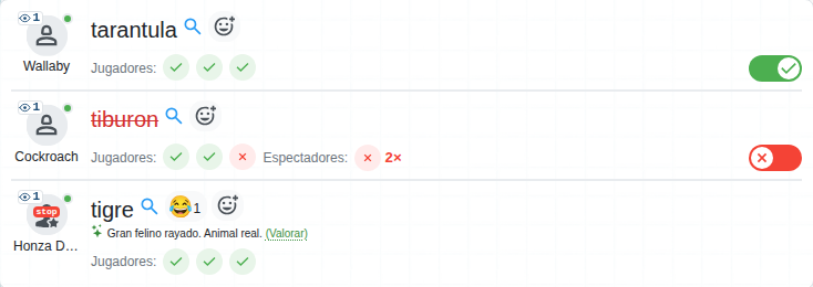 Suma de los votos del público junto a un jugador