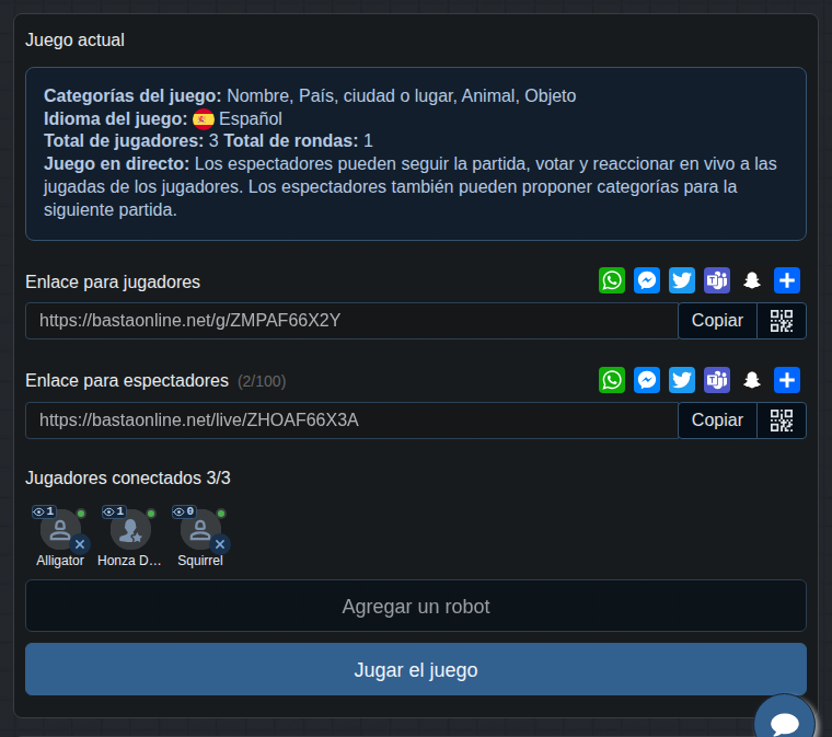 Lobby con el enlace para el público